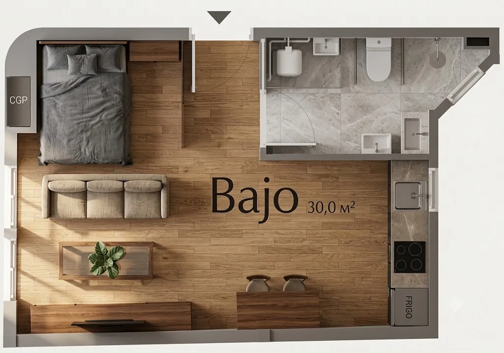 Bajo — адаптированная студия 30 м²